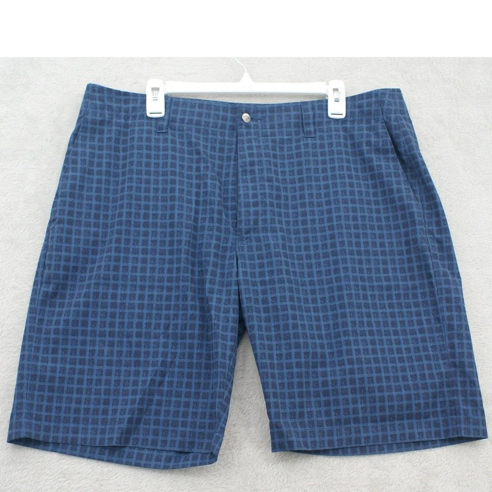 Callaway‎ Mens Blue Grid Print Stretch Golf Shorts Size 38 Flat Front Athletic